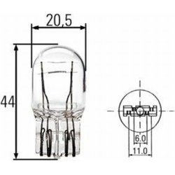 Glassokkelpre 12V/21W/5W W21/5W W3x16Q