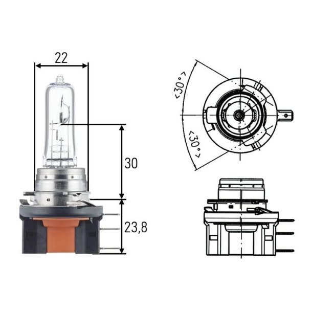 Halogen pre H15 12V/55W/15W PGJ23T-1