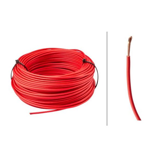 1X1,5 Rund Rd dobbelt isoleret monteringsledning, 100 meter