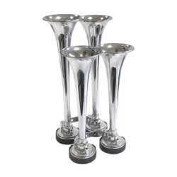 Trompets�t for udrykning, 2 lange + 2 korte, Forkromet, Hi/low tone