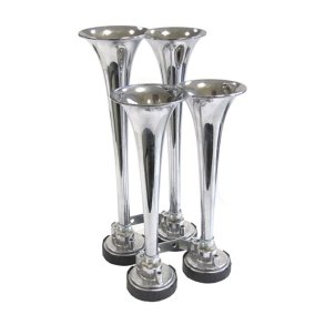 Trompets�t for udrykning, 2 lange + 2 korte, Forkromet, Hi/low tone