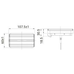 Gul LED markeringslygte med blinklys og gult advarselsblink. R65/R91, 3m/Click-in