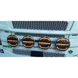 OZZ 9" fjernlygte med gult og hvidt positionslys, Ref. 50, Hvidt hus