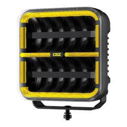 OZZ SQR 7" fjernlygte med gult og hvidt positionslys samt blitz, Ref. 50, Sort hus