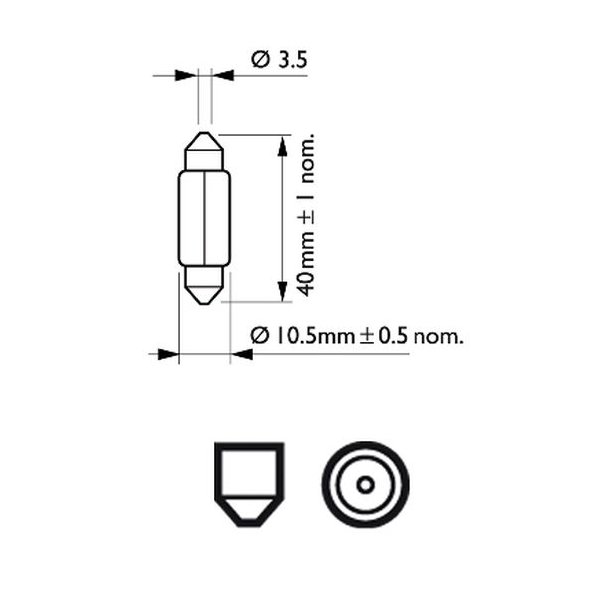 Pinol pre 24V/5W SV8,5-8 11x40 mm