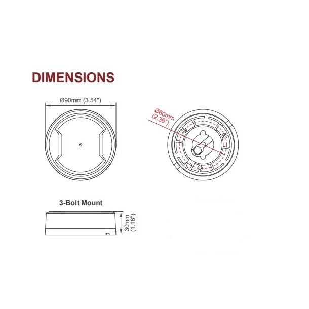 Lavt LED-Blink klart glas, 12-24V, fastmontering, 3 bolt.