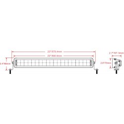 Lige arbejdslysbar LED, 200W, 16800 lm, 563 mm. 12/24V