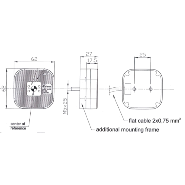 Hvid kvadratisk LED mark.lygte