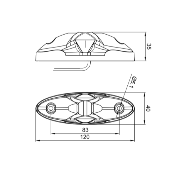 Rd/hvid LED markeringslygte, 10-30v