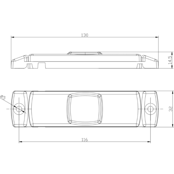 Rd markeringslygte ""Slim"" LED/refleks, 5 meter kabel