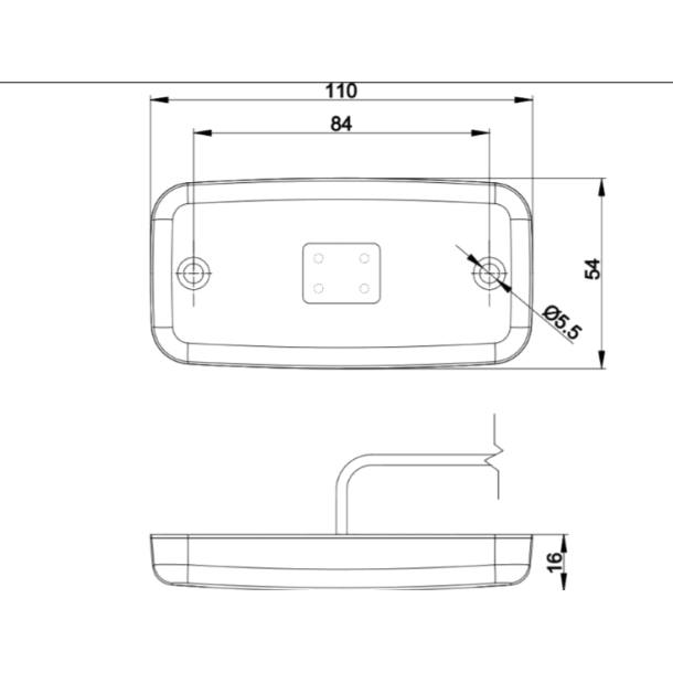 Gul markeringslygte, LED, refleks, 5 meter ADR kabel