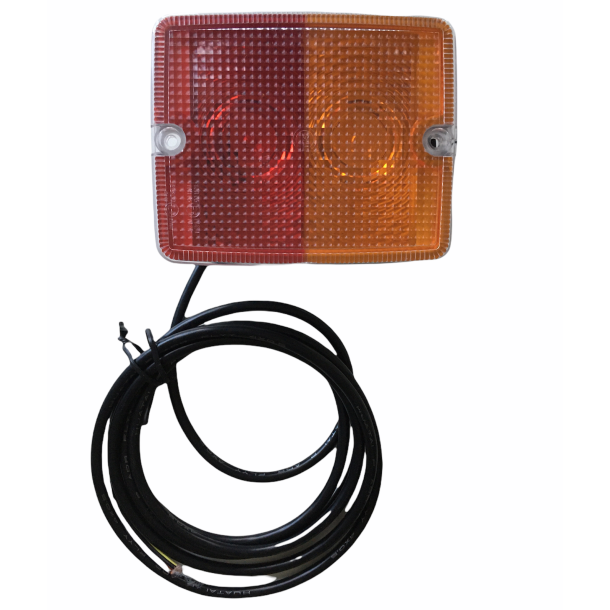 Baglygte LED, Stop/blink/position, rd/gul glas. 24V. 130x110 mm