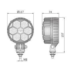 Arbejdslampe, 2500 lm, Rund m/linse-beskytter, DT-connector