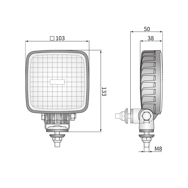 2400 Lumens LED arbejdslampe, 12/24v, Deutch