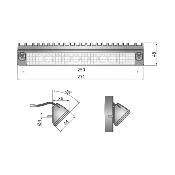 Scenelight LED, Sort, 12/24v, 19W, 1400 lm, IP67
