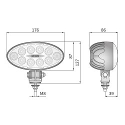 4000 Lumens oval LED arbejdslampe, 12/24v, SPOT (53601)