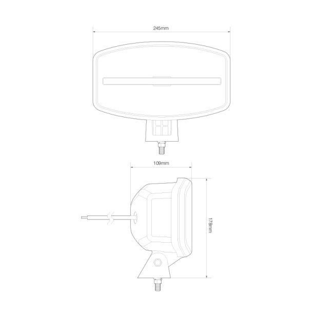 Fjernlys med positionslys, 12/24V, 9", REF. 45
