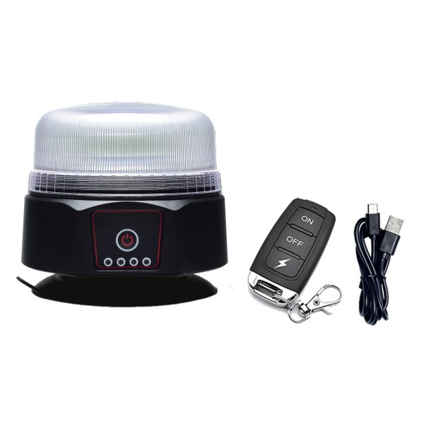 Magnetmonteret LED blink med batteri og Fj.betj. Gult lys / klart glas, R65
