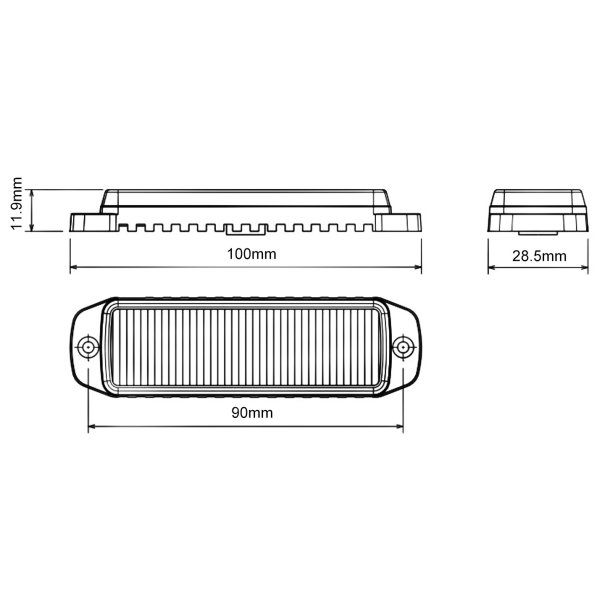 Supplerende blink, 6 LED, Gul med klart glas, R10 og R65, 5 meter kabel. Nats�nkning