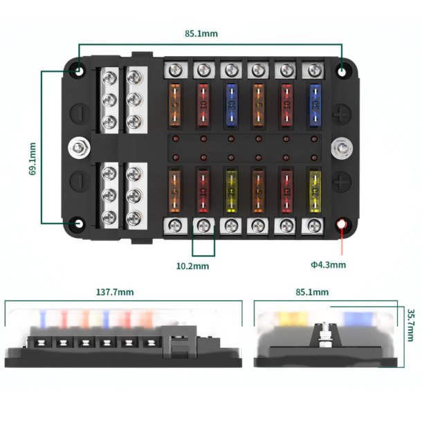 Fladsikringsholder 12xFK2