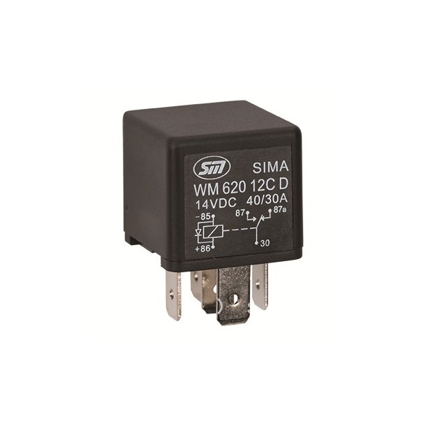 Skifterel 12 V 20/30A m. diode