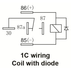 Skifterel 12 V 20/30A m. diode