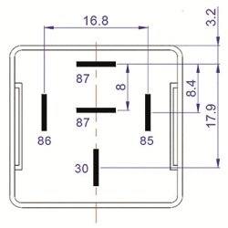 Arbejdsrel mini 12V 30 Amp. 2 x 87