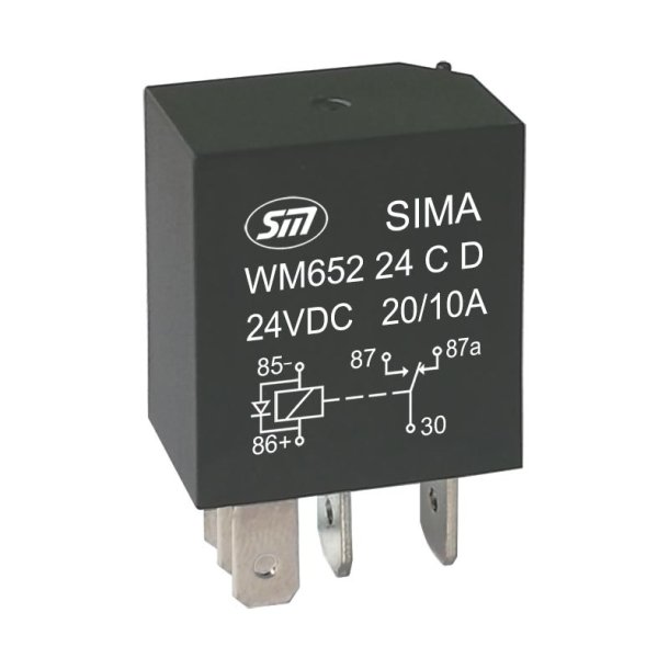 Micro Skifterel 24V 5P 10/15A m. diode