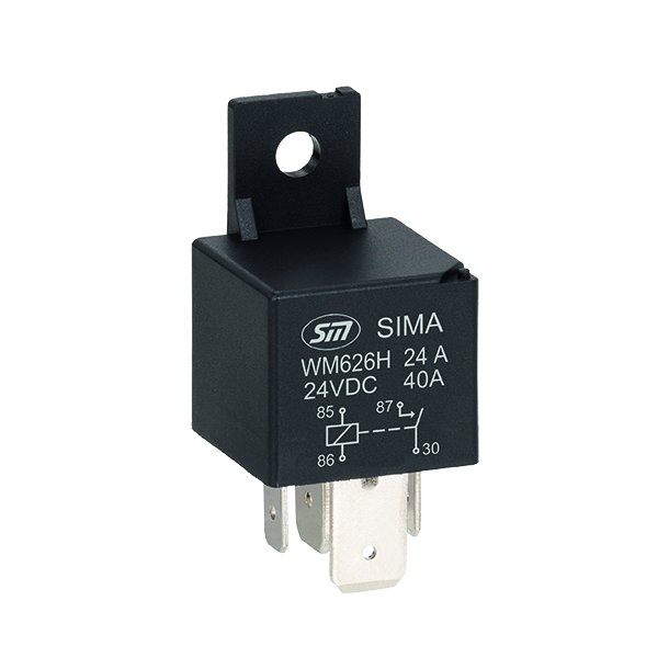 Arbejdsrel mini 24V 40A, 4P pin m/holder