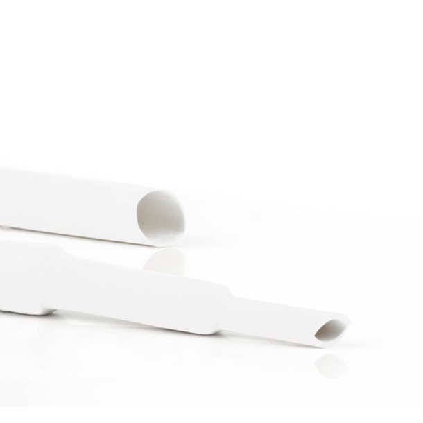 Hvid krympeflex u. lim 12/4. 30 meter