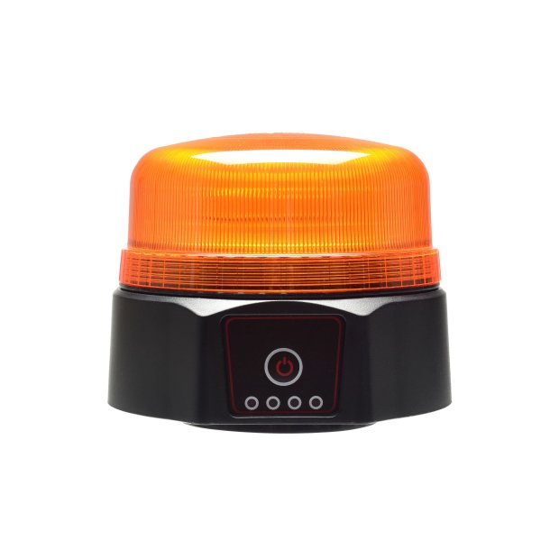 Magnetmonteret LED blink med batteri og USB ladestik. gult lys / gult glas, R65