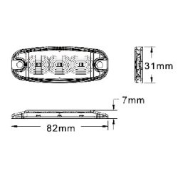 Supplerende blink, 3 LED, Gul, R65/SAE, 26 blinkmnstre, LP-profil, 5 m kabel.
