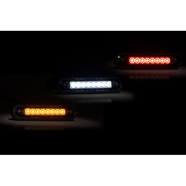 Lang rd/rgfarvet markeringslygte, LED, 12/24v