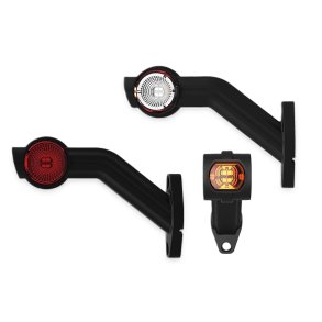 Lang LED slingrelygte m/ markeringslys, venstre, 12/24v, 0,5 meter kabel