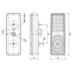 LED 3 funktions baglygte 12-30V universal 