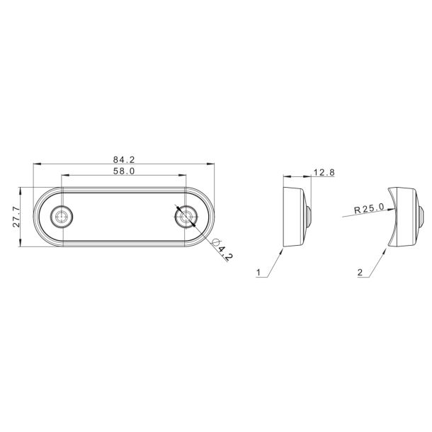 Lille hvid/rgfarvet markeringslygte, LED, 12/24v