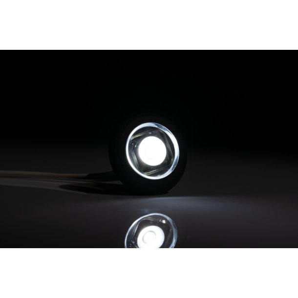 Markeringslygte LED, hvid,  20/32 mm, 12-36 volt.