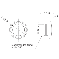 Markeringslygte LED, hvid,  20/32 mm, 12-36 volt.