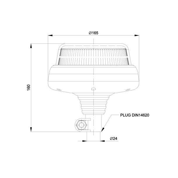 Lavt gult LED blink, stangmonteret, 12/24V, ECE-R65
