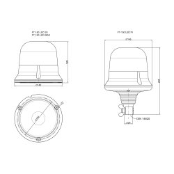 Gult LED blink, hjt glas, stangmonteret, 12/24V, ECE-R65