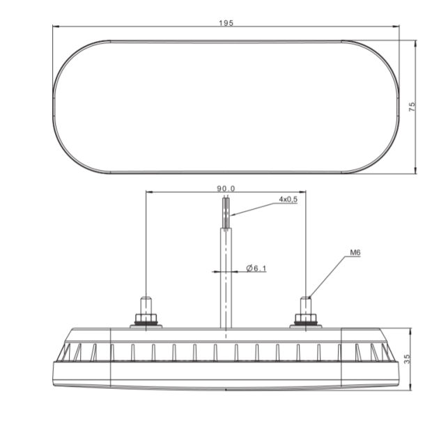 Universal LED baglygte, 12-36V, Bag/stop/Dynamisk blink