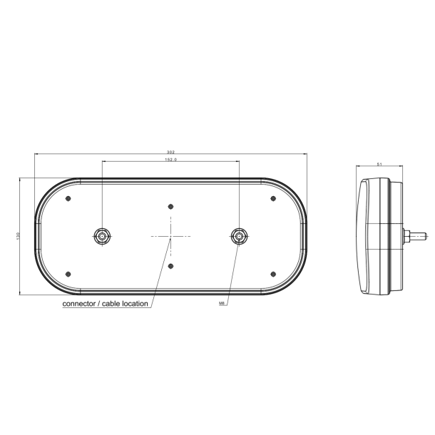 LED baglygte med dynamisk blinklys 12-36V