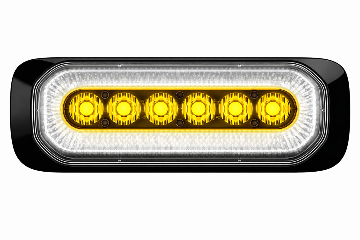 HB6 Hvid LED positionslygte med gult advarselsblink. R65/R7, 5M ADR ...