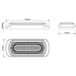 Hvid Positionslygte med advarselsblink. ECE R65 /  R7/R148 / R10. 10-30V