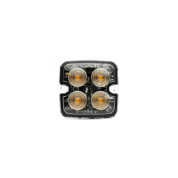 Supplerende blink, 2x2 Gul led/klar glas,6,6mm tyk, SAE godkendt, 12/24v