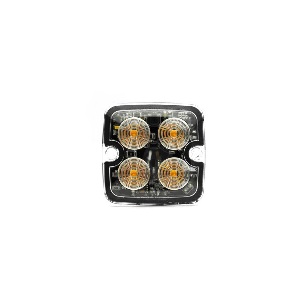 Supplerende blink, 2x2 Gul led/klar glas,6,6mm tyk, SAE godkendt, 12/24v
