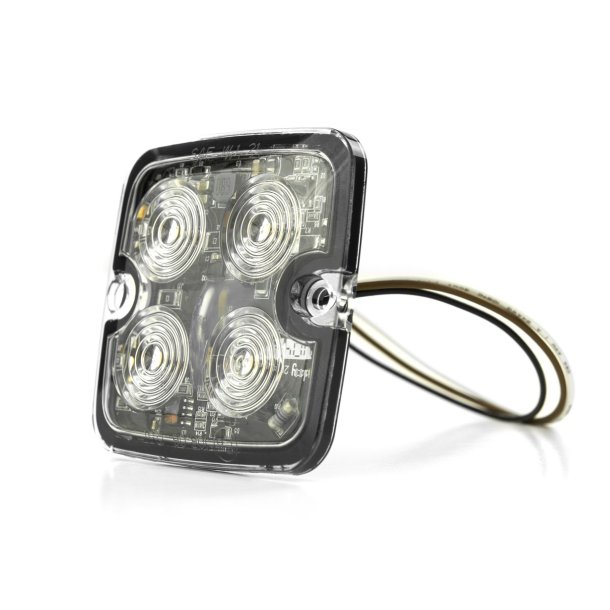 Supplerende blink, 2x2 Gul led/klar glas,6,6mm tyk, SAE godkendt, 12/24v