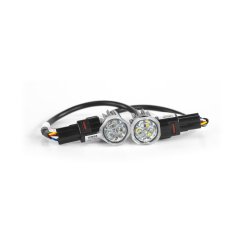 St med to stk. UR06 LED Flasher, Bl / Hvid, 12-24V, klart glas