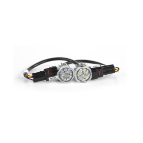 St med to stk. UR06 LED Flasher, Bl / Hvid, 12-24V, klart glas