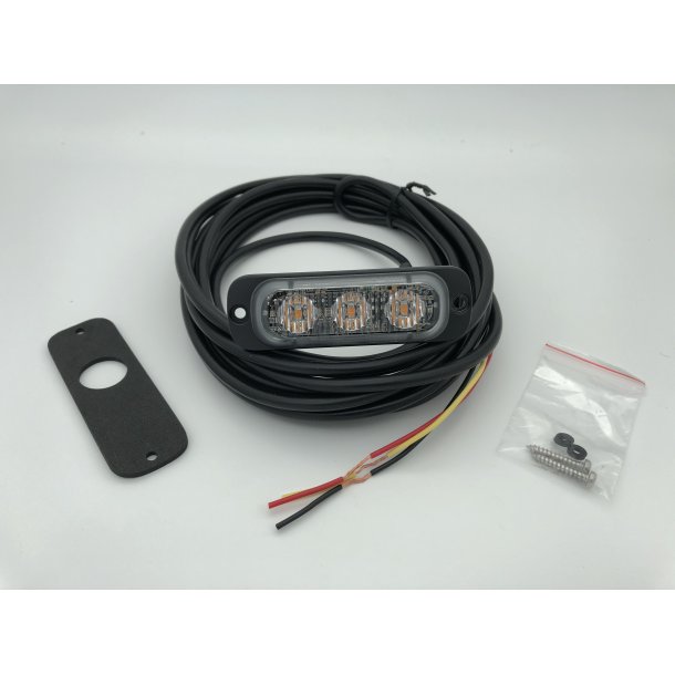 Supplerende blink, Gul, 3 LED, 12/24 V, R65, 5 meter kabel